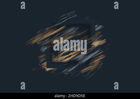 Ein Aquarell-Design mit geometrischen Linien auf schwarzem Hintergrund Stockfoto