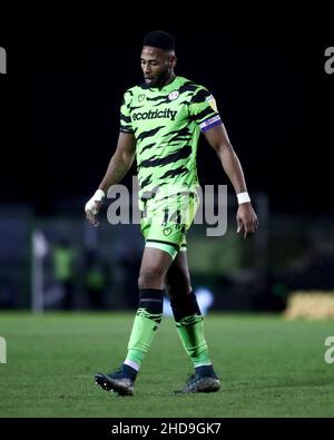 NAILSWORTH, GBR. JAN 4th Jamille Matt von Forest Green Rovers im Rahmen des Sky Bet League 2-Spiels zwischen Forest Green Rovers und Exeter City am Dienstag, den 4th. Januar 2022, im New Lawn, Nailsworth. (Kredit: Kieran Riley | MI Nachrichten) Kredit: MI Nachrichten & Sport /Alamy Live Nachrichten Stockfoto