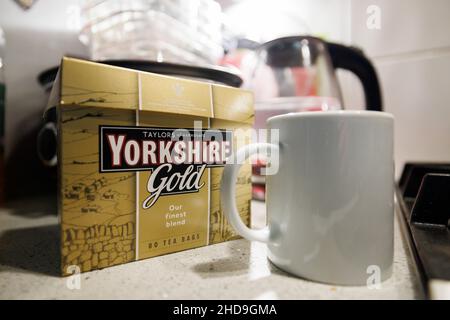 Teebeutel der Marke Yorkshire Gold Stockfoto