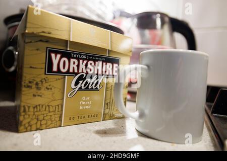 Teebeutel der Marke Yorkshire Gold Stockfoto