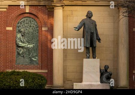 Henry ward Beecher Skulptur Denkmal in der Plymouth Church Brooklyn Heights NYC Stockfoto