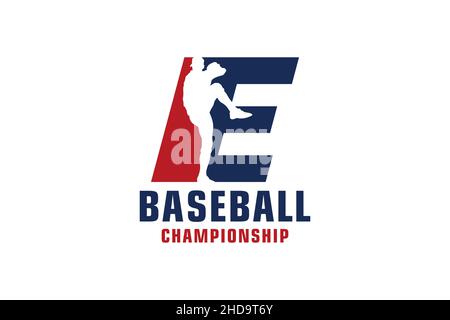 Buchstabe E mit Baseballlogo-Design. Vektor Design Template Elemente für Sport Team oder Corporate. Stock Vektor