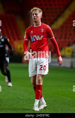 LONDON, GROSSBRITANNIEN. JAN 4th Charlie Kirk von Charlton Athletic während des dritten Spiels der EFL Trophy zwischen Charlton Athletic und MK Dons am Dienstag, dem 4th. Januar 2022, im The Valley, London. (Kredit: Tom West | MI News) Kredit: MI Nachrichten & Sport /Alamy Live News Stockfoto