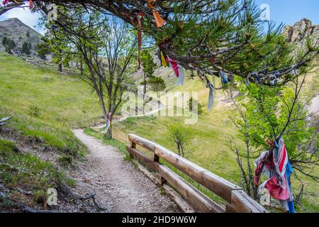 Ein herrlicher Blick auf die felsige Landschaft von Bear Butte SP, South Dakota Stockfoto