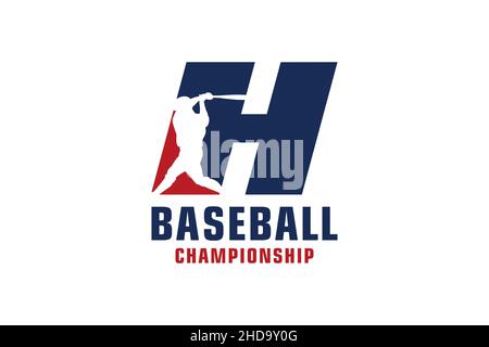 Buchstabe H mit Baseballlogo-Design. Vektor Design Template Elemente für Sport Team oder Corporate. Stock Vektor