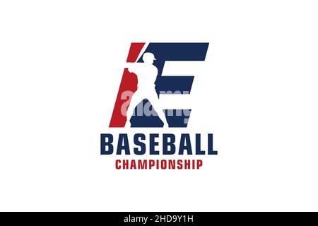 Buchstabe E mit Baseballlogo-Design. Vektor Design Template Elemente für Sport Team oder Corporate. Stock Vektor