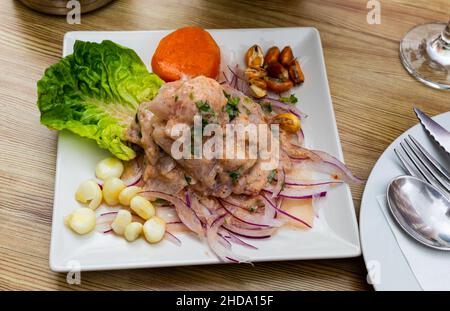 Typisch peruanisches Seviche Stockfoto