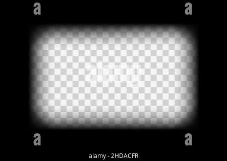 Altes, transparentes Overlay-Modell mit Kinorahmen. Vektorgrafik für leere Filmstreifen. Stock Vektor