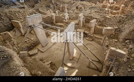 Gobekli Tepe in Sanliurfa, Türkei. Die antike Stätte von Gobeklitepe ist der älteste Tempel der Welt. UNESCO-Weltkulturerbe. Stockfoto