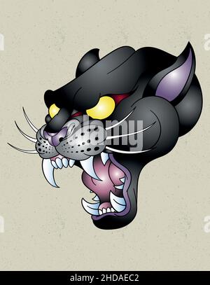 Tätowierung mit einem Panther der alten Schule Stock Vektor