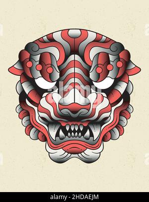 tiger chinese Head perfekt für Drucke Stock Vektor