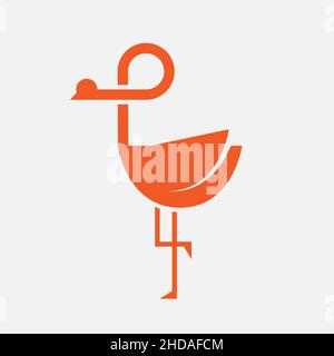 Vogelkran Symbol Vektor Symbol Abstraktion geometrische Figur auf weißem isolierten Hintergrund Stock Vektor