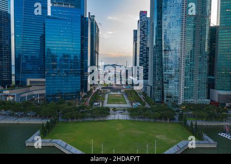 SINGAPUR - 31. Januar 2020: Luftaufnahme des Innenstadtviertels von Singapur Stockfoto