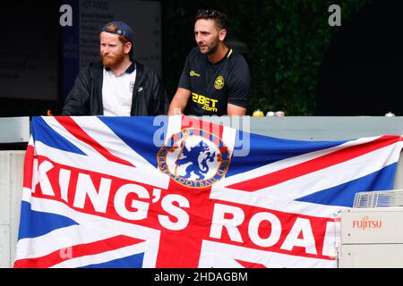 Sydney, Australien. 05th Januar 2022. England-Fans beim Ashes 4th-Testspiel zwischen Australien und England am Sydney Cricket Ground, Sydney, Australien, am 5. Januar 2022. Foto von Peter Dovgan. Nur zur redaktionellen Verwendung, Lizenz für kommerzielle Nutzung erforderlich. Keine Verwendung bei Wetten, Spielen oder Veröffentlichungen einzelner Clubs/Vereine/Spieler. Kredit: UK Sports Pics Ltd/Alamy Live Nachrichten Stockfoto