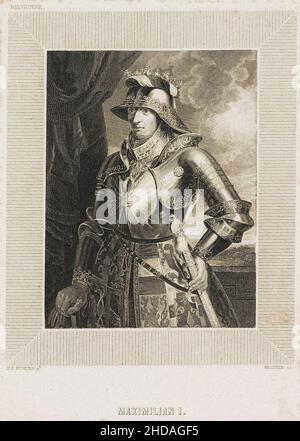 Mittelalterliche Zeichnung von Pierre Paul Rubens: Maximilian I., Heiliger römischer Kaiser Maximilian I. (1459 – 1519) war ab 1486 König der Römer und Heiliger römischer EM Stockfoto