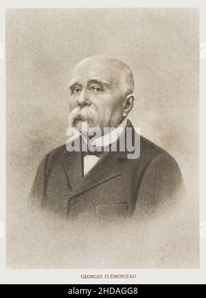 Porträt von Georges Clemenceau. Georges Clemenceau (1841 – 1929), ein französischer Staatsmann, der von 1906 bis 1909 Premierminister von Frankreich und ag war Stockfoto