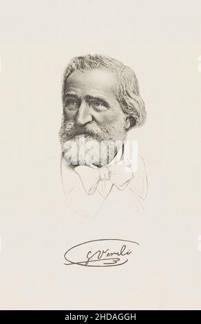 Porträt von Giuseppe Verdi. Giuseppe Fortunino Francesco Verdi (1813 - 1901) - ein herausragender italienischer Komponist, dessen Werk eines der größten Werke ist Stockfoto