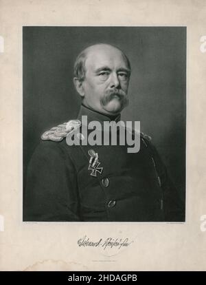 Porträt von Otto von Bismarck. 1880 Otto, Fürst von Bismarck, Graf von Bismarck-Schönhausen, Herzog von Lauenburg (1815–1898) war ein konservativer Deutscher Stockfoto