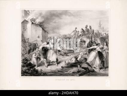Französischer antipreußischer Stich des französisch-preußischen Krieges (1870-1871): Invasion von 1870. 1870 Stockfoto