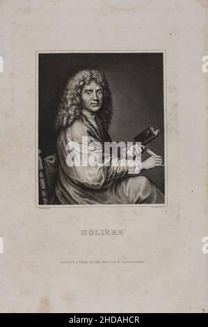 Porträt von Molière. 1840 Jean-Baptiste Poquelin (1622 – 1673), bekannt unter seinem Künstlernamen Molière, war ein französischer Dramatiker, Schauspieler und Dichter, weithin rega Stockfoto