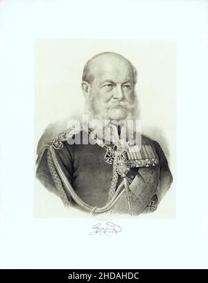 Kupferstich Porträt von Wilhelm I., deutscher Kaiser, 1880 Wilhelm I. oder Wilhelm I. (1797–1888) war ab dem 2. Januar 1861 König von Preußen und deutscher Kaiser f Stockfoto