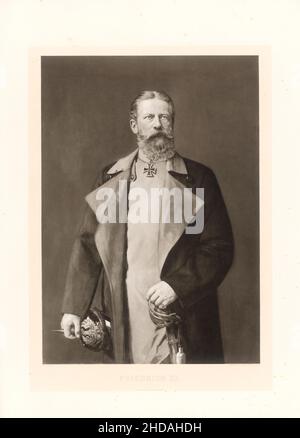 Porträt Friedrich III., Deutscher Kaiser. 1888 Friedrich III. (Deutsch: Friedrich Wilhelm Nikolaus Karl 1831 – 1888) war deutscher Kaiser und König von Pru Stockfoto