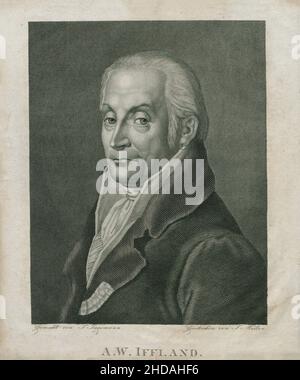 Porträt von August Wilhelm Iffland. 1800 August Wilhelm Iffland (1759 – 1814) war ein deutscher Schauspieler und Dramaturgie. Stockfoto