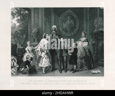 Französischer antipreußischer Stich des französisch-preußischen Krieges (1870-1871): Abschied von seiner Königlichen Hoheit Kronprinz Friedrich Wilhelm von Preußen. 1 Stockfoto