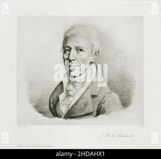 Porträt von Jean-Baptiste Lamarck. 1890 Jean-Baptiste Pierre Antoine de Monet, chevalier de Lamarck (1744 – 1829) war ein französischer Naturforscher. Er war ein so Stockfoto