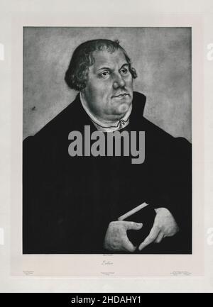 Das Kupferstichporträt des Arztes Martin Luther aus dem 19th. Jahrhundert. 1910 Martin Luther (1483 – 1546) war deutscher Theologieprofessor, Priester, Autor, Komp Stockfoto