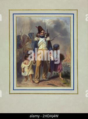 Farblithographie: Kampagne in Frankreich, 1814. Napoleonische Kriege. 1837, von Jacques-Francois Llanta (1807-1864) Stockfoto