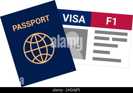 USA Student viza F1. Visa in den Vereinigten Staaten studieren für ausländische Studenten. Stock Vektor