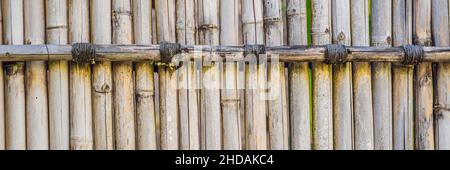 Alte braune Ton Bambus Plank Zaun Textur für Hintergrund BANNER, lange Format Stockfoto