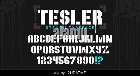 Schablone Urban Street Art Graffiti Style Abstrakte Alphabet Schrift Tesler Digitale Typografie Vektor Illustration Stock Vektor