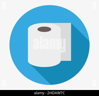 Toilettenpapier in blauem Kreisvektor mit einem Schatten Stock Vektor