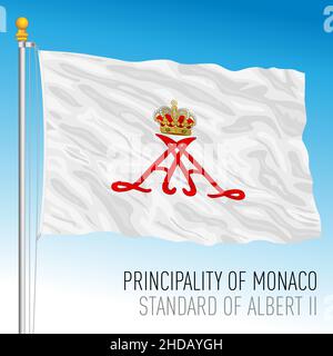 Fürstentum Monaco, Standard der Albert II Flagge, europäisches Land, Vektorgrafik Stock Vektor