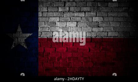 Flagge os Texas | USA Design auf Ziegelwand im Grunge-Stil Stockfoto