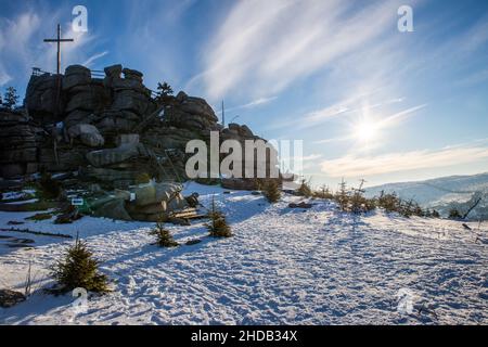 dreisessel bayerischer Wald im Sonnenlicht Stockfoto