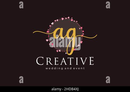 AG feminines Logo. Verwendbar für Logo für Mode, Fotografie, Hochzeit, Schönheit, Business. Flaches Vektor-Logo-Design-Template-Element. Stock Vektor