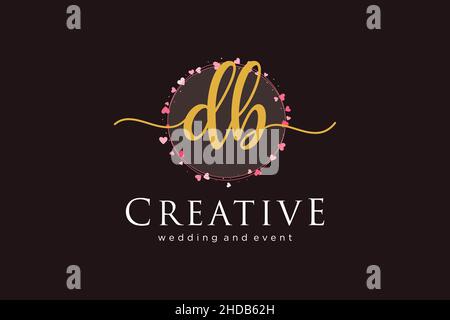 DB feminines Logo. Verwendbar für Logo für Mode, Fotografie, Hochzeit, Schönheit, Business. Flaches Vektor-Logo-Design-Template-Element. Stock Vektor