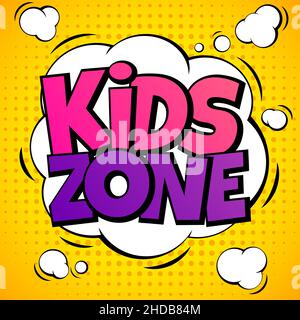 Kinderbereich. Lustige Cartoon Banner für Kinder Spielplatz Stock Vektor