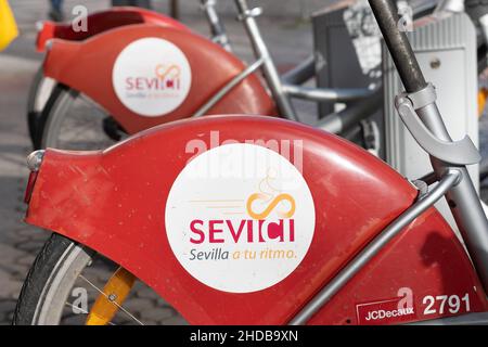 Sevilla Bike Share Bikes Stockfoto