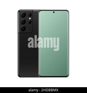 3D realistisches Smartphone Ultra Note Mockup. Vorder- und Rückansicht. Isolierte Vorlage. Vektorgrafik Stock Vektor