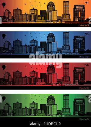 Louisville in vier verschiedenen Farben - Illustration, Vektorstadt Skyline Silhouette, Louisville Kentucky Stock Vektor