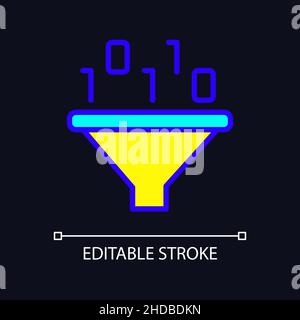 Filter für Data Mining RGB-Farbpixel perfektes Symbol für dunkles Thema Stock Vektor