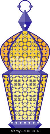 Antique lantern with decorative pattern on glass. Retro night light Stock Vektor