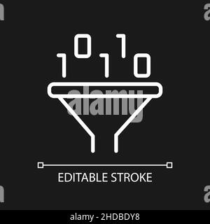 Filter für Data Mining weißen linearen Pixel perfekte Symbol für dunkle Thema Stock Vektor