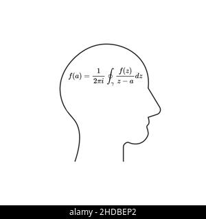 Linearer Kopf mit Mathematik Formel Bildungskonzept. Vektordarstellung auf weißem Hintergrund isoliert Stock Vektor