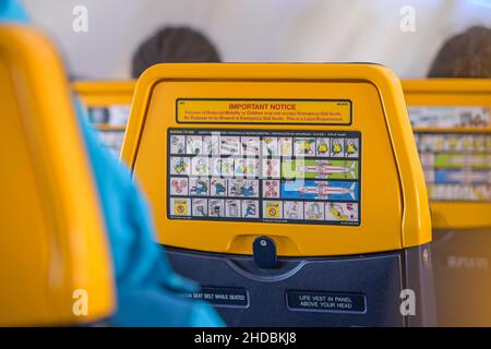 Ryanair Flugzeug innen Stockfoto