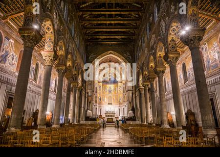 Jesus-Bild, Hauptschiff, Kathedrale Santa Maria Nuova, Monreale, Sizilien, Italien Stockfoto